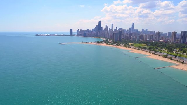 aerial hyperlapse video chicago beaches on the lake