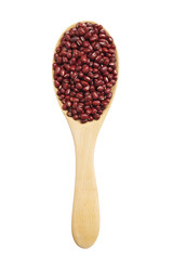 red beans in wooden spoon isolated on white background