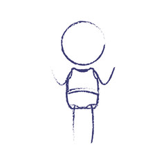 blurred blue contour of pictogram little girl in top and knickers with hands up vector illustration