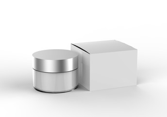 Cosmetic Cream Jar Isolated On White Background, Skin Care Product Package, 3D illustration.
