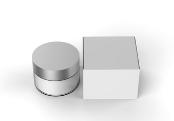 Cosmetic Cream Jar Isolated On White Background, Skin Care Product Package, 3D illustration.