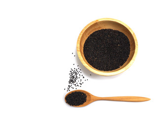Black seeds on white bakground
