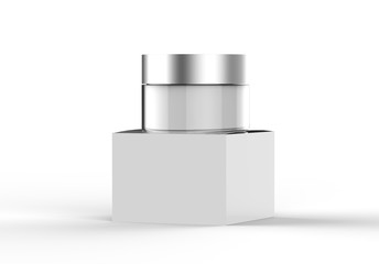 Cosmetic Cream Jar Isolated On White Background, Skin Care Product Package, 3D illustration.