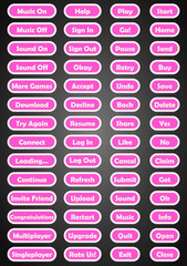 Set of text game buttons in flat style