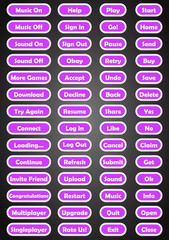 Set of text game buttons in flat style