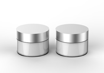 Cosmetic Cream Jar Isolated On White Background, Skin Care Product Package, 3D illustration.