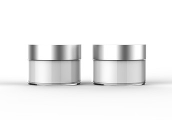 Cosmetic Cream Jar Isolated On White Background, Skin Care Product Package, 3D illustration.
