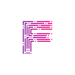Letter F with Dots and Lines logotype,Fast Speed, Delivery, Digital and Technology for your Corporate identity