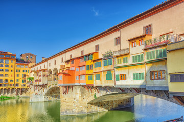 Ponte Vecchio is a bridge in Florence, located at the narrowest point of the Arno River, almost opposite the Uffizi Gallery.Italy.