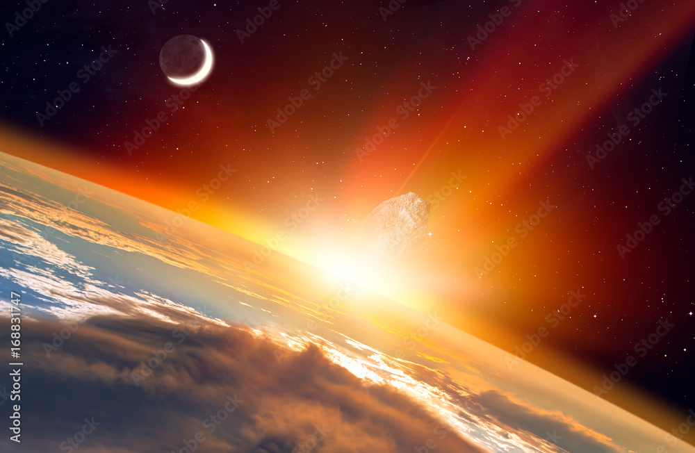 Poster attack of the asteroid on the earth 