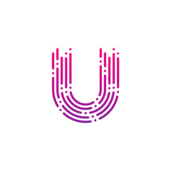 Letter U with Dots and Lines logotype,Fast Speed, Delivery, Digital and Technology for your Corporate identity