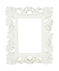 White vintage picture and photo frame isolated.