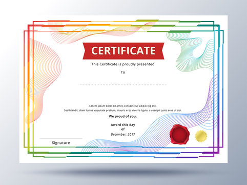 Certificate template design with simple concept. colorful business certificate design.