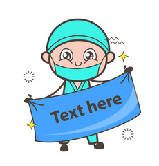 Cartoon Orthopedic Doctor with Pennant Banner Vector Illustration