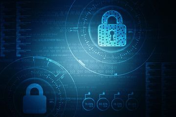 2d illustration Safety concept: Closed Padlock on digital background