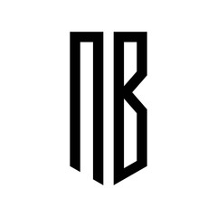 initial letters logo nb black monogram pentagon shield shape