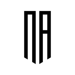 initial letters logo na black monogram pentagon shield shape