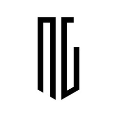 Obraz premium initial letters logo nl black monogram pentagon shield shape