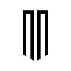 initial letters logo nn black monogram pentagon shield shape