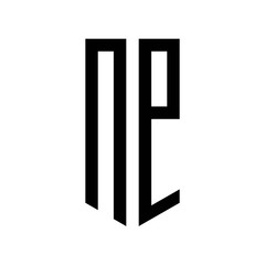 initial letters logo np black monogram pentagon shield shape