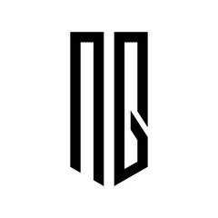 initial letters logo nq black monogram pentagon shield shape