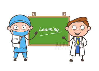 Cartoon Surgeon and Therapist Presenting a Blank Board Vector