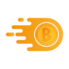 Bitcoin logo and emblem. Digital cryptocurrency. Techology emblem.