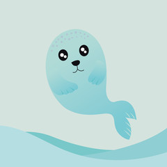 cute seal cartoon vector