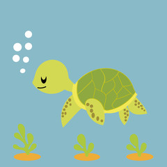 cute turtle sea vcevtor