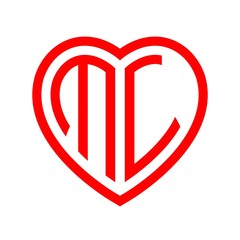 initial letters logo ml red monogram heart love shape