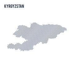 Vector abstract hatched map of Kyrgyzstan with oblique lines isolated on a white background.