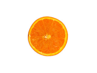 Orange sliced half on white background