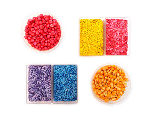 Color seeds on white background