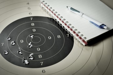 oal setting with target, objectives and planning concept, top view, You can make a great target of business like a bullet target