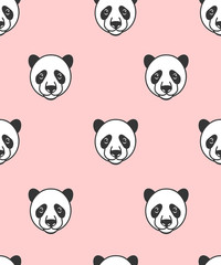Panda on pink background
