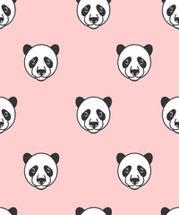 Fototapeta premium Panda on pink background