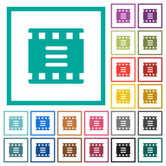 Movie options flat color icons with quadrant frames