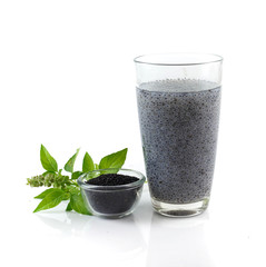 Glass of hairy basil seed