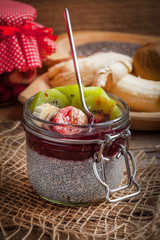 Chia seed pudding with fruit.