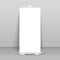 Roll up banner stand isolated on transparent. Isolated.