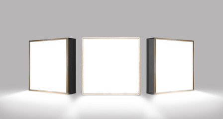 Lightbox frames gold On white Background 3D rendering