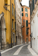  Street in the historic city center of Verona. Italy