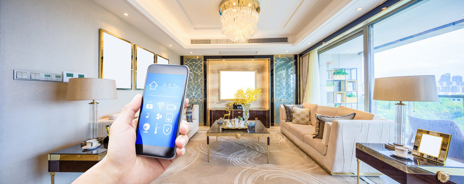 Mobile Phone In Modern Living Room