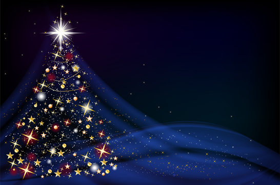 Christmas background with abstract shiny christmas tree