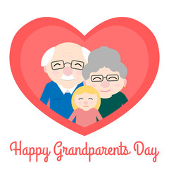 Cute grandparents with granddaughter in heart