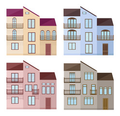 Set collection of different modern styled architecture facade buildings vector © castecodesign
