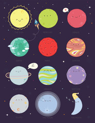 Obraz premium cute solar system and planet