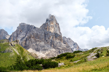 Fototapeta na wymiar Mountain peak of Cimon della Pala in the Italian dolomites near San Martino di Castrozza.