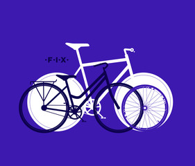 Silhouette of fix bike, cycling sport background, vector illustration