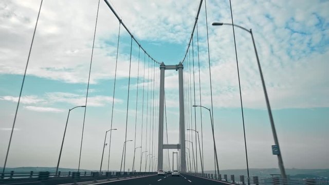 Crossing Osman Gazi Bridge over the Marmara Sea Turkey.